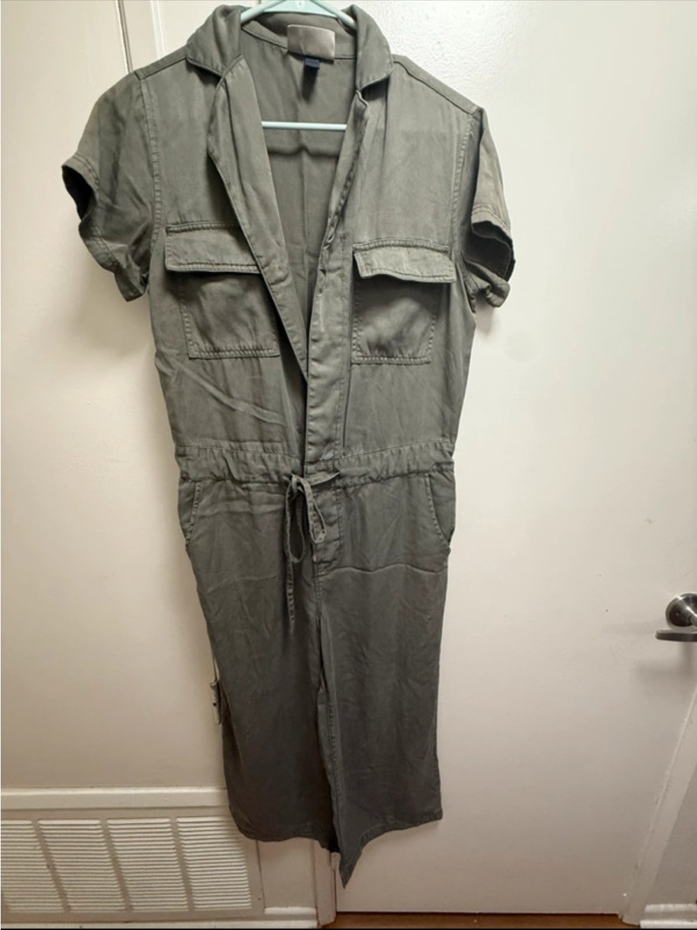 Universal Thread Short-Sleeve Utility Jumpsuit in Olive